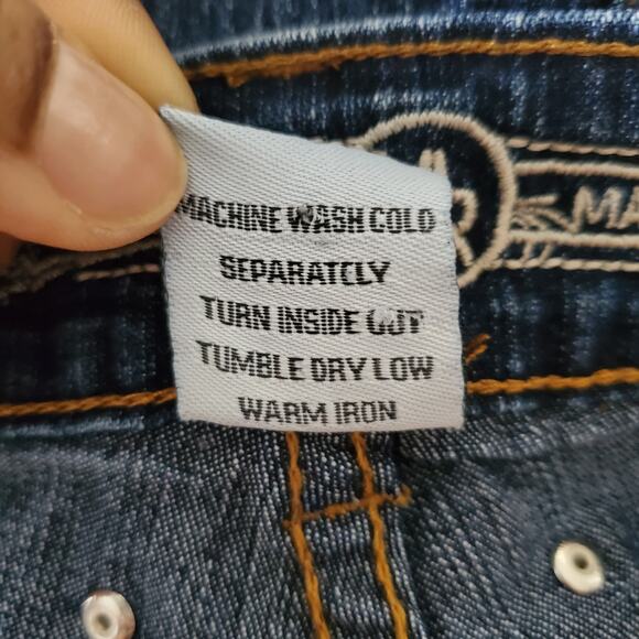 Max Rave Blue Distressed Grommet Accent Short Jean Shorts Size Junior 13 - Picture 7 of 7